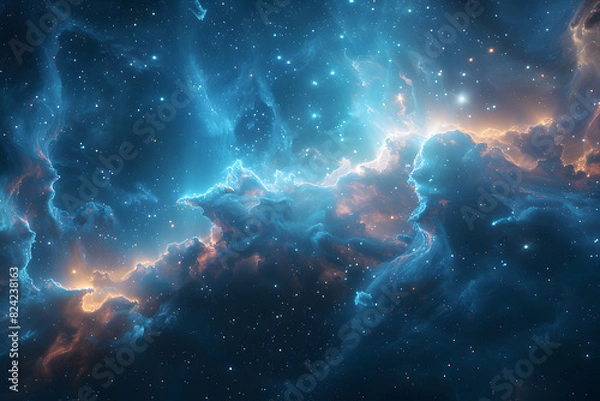Fototapeta Big Bang colorful space galaxy fog cloud nebula. Universe science astronomy and stary night cosmos mockup background. Supernova concept wallpaper.