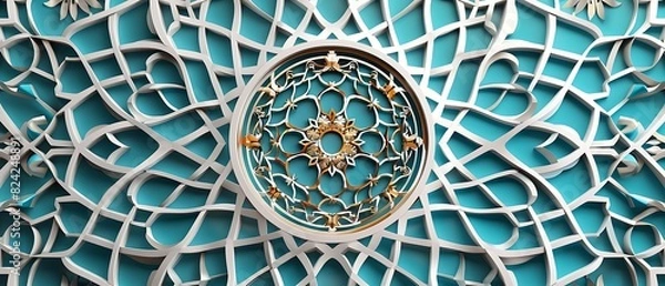 Fototapeta Ornate 3D Islamic Pattern Vector Art with Intricate Geometric Designs
