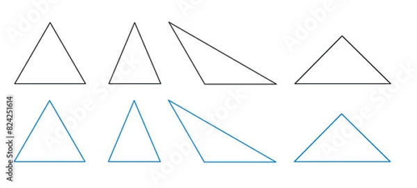 Fototapeta a set of isosceles triangles, equilateral, acute-angled, obtuse, rectangular