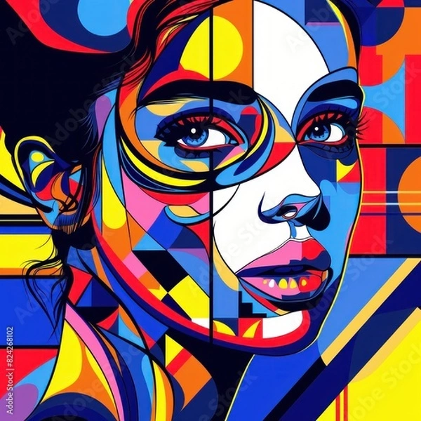 Fototapeta Detailed portrait of a beautiful woman with vibrant colors, exuding elegance and charm