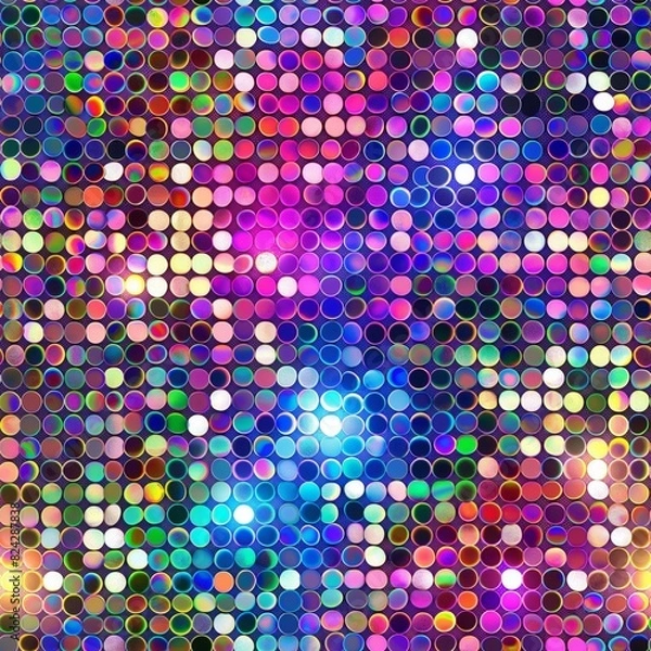 Obraz Iridescent hues, glitter accents, and shimmering light effects on disco mirror glam sequin, seamless pattern. AI generated