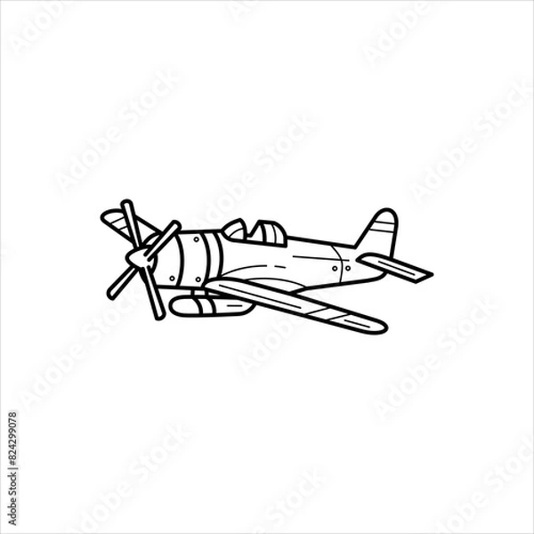 Obraz war plane line art icon vector