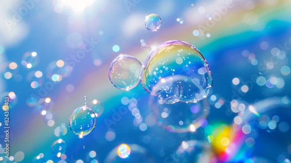Fototapeta 虹とシャボン玉