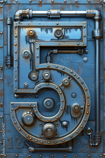 Obraz 3D digital 5 Mechanical Industrial Cyberpunk art typeface design
