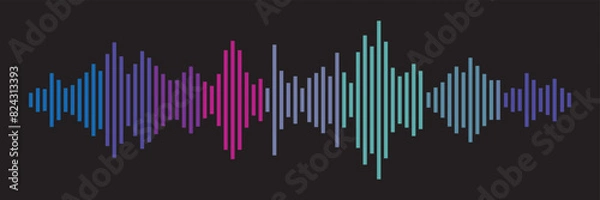 Fototapeta Abstract sound wave stripe lines colorful gradient equalizer isolated on transparent background in concept music, sound, technology.