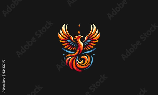 Obraz flying phoenix flames vector mascot design