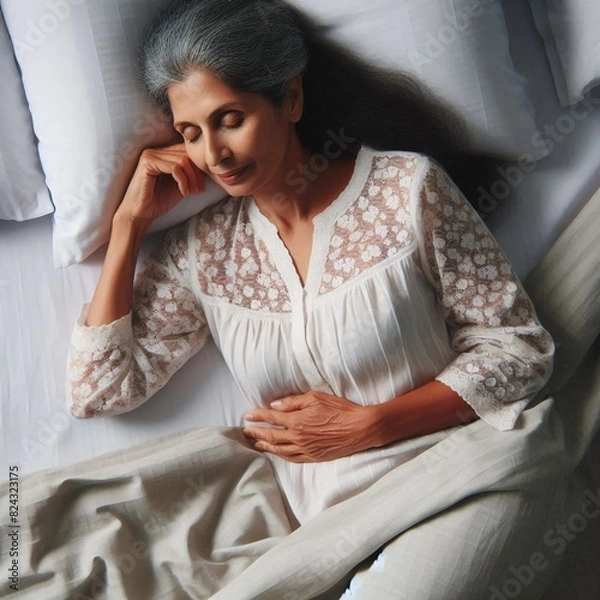 Obraz Matured indian woman sleeping in bed