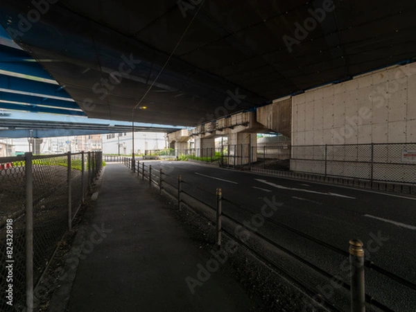 Fototapeta 近畿道と中央環状線の高架下を通る道