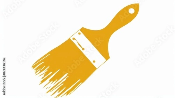 Fototapeta Yellow icon of paintbrush on white background. Great for painting and improving graphics.