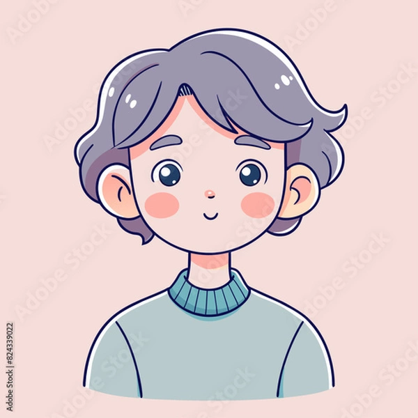 Fototapeta Minimalist person with a blushing expression, crafted in an adorable doodle style, Generative AI
