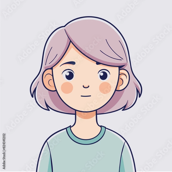 Fototapeta Minimalist person with a serious expression, crafted in an adorable doodle style, Generative AI