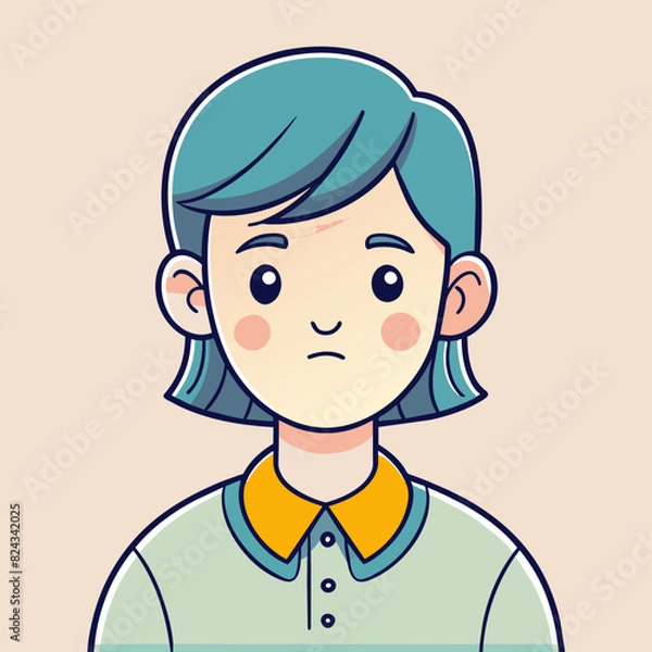 Fototapeta Minimalist person with a serious expression, crafted in an adorable doodle style, Generative AI