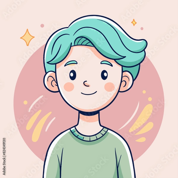 Fototapeta Minimalist person with a relieved expression, crafted in an adorable doodle style, Generative AI