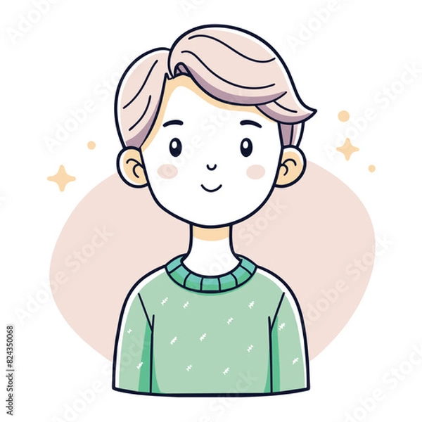 Fototapeta Minimalist person with a relieved expression, crafted in an adorable doodle style, Generative AI