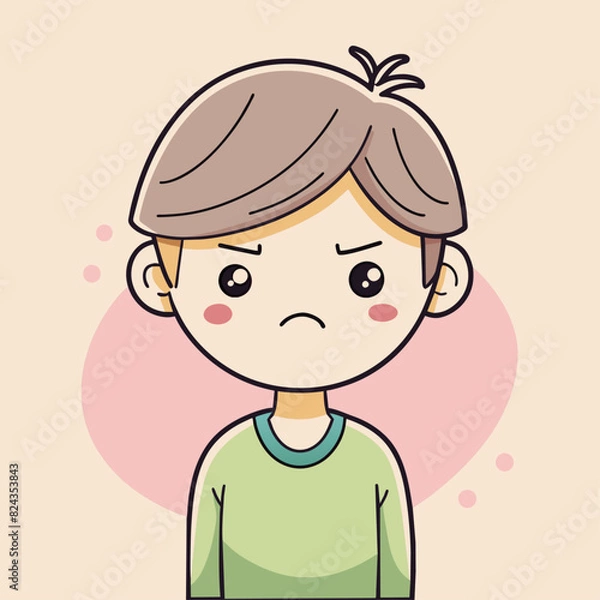 Fototapeta Minimalist person with an irritated expression, crafted in an adorable doodle style, Generative AI
