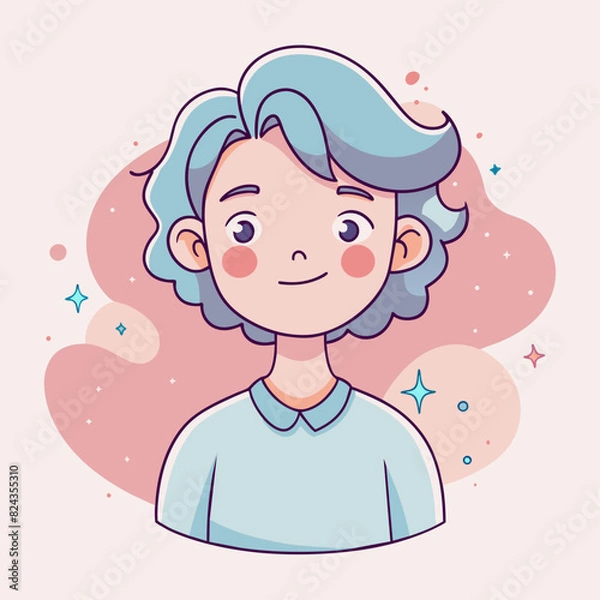 Fototapeta Minimalist person with a flirty expression, crafted in an adorable doodle style,  Generative AI