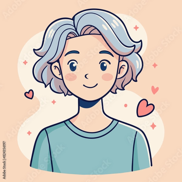 Fototapeta Minimalist person with a flirty expression, crafted in an adorable doodle style,  Generative AI