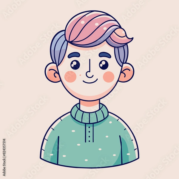 Fototapeta Minimalist person with a cheeky expression, crafted in an adorable doodle style, Generative AI