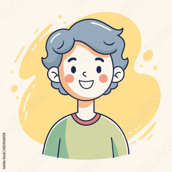 Fototapeta Minimalist person with a delighted expression, crafted in an adorable doodle style, Generative AI