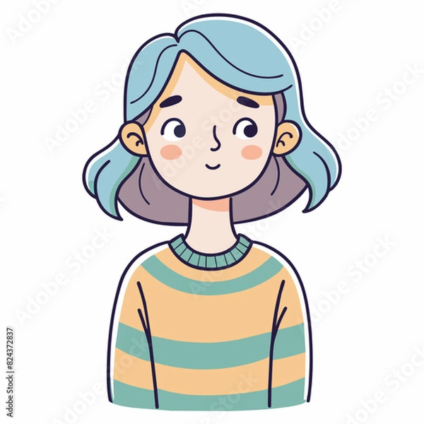 Fototapeta Minimalist person with a shy expression, crafted in an adorable doodle style, Generative AI