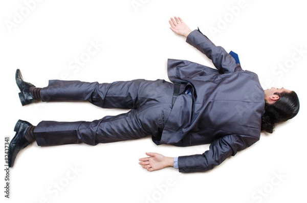 Obraz Businessman on the floor isolated on white