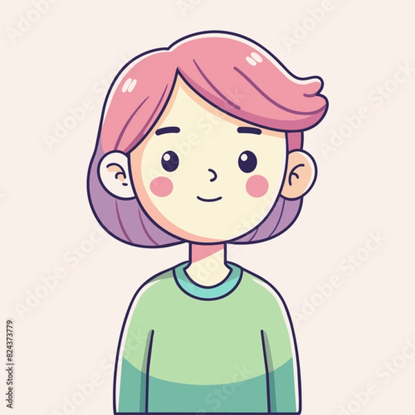 Fototapeta Minimalist person with a shy expression, crafted in an adorable doodle style, Generative AI