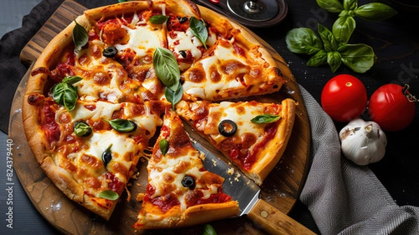 Fototapeta pizza on a table