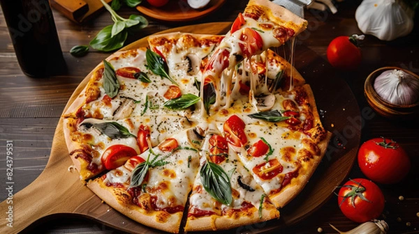 Fototapeta pizza on a table