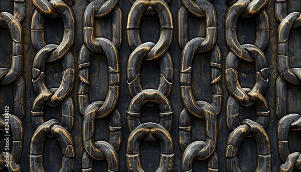 Obraz Interlocking chains form a symmetrical pattern, symbolizing strength and unity in a captivating background.