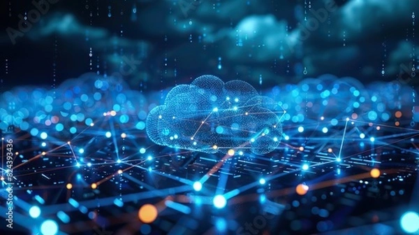 Obraz Cloud networks spanning across the globe. image