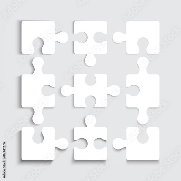 Fototapeta Paper flat puzzle template layout vector illustration