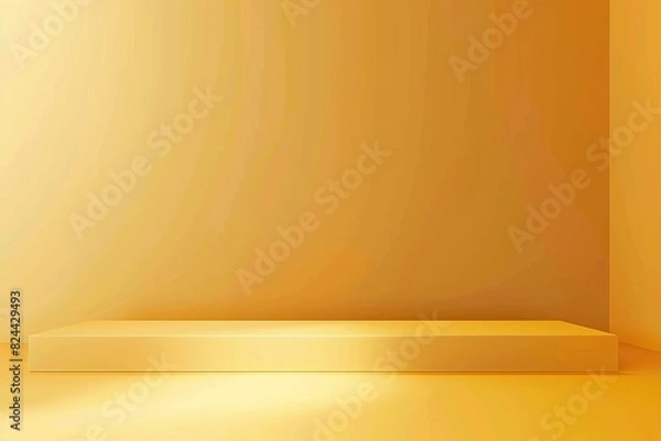 Fototapeta Yellow podium and minimal abstract background.