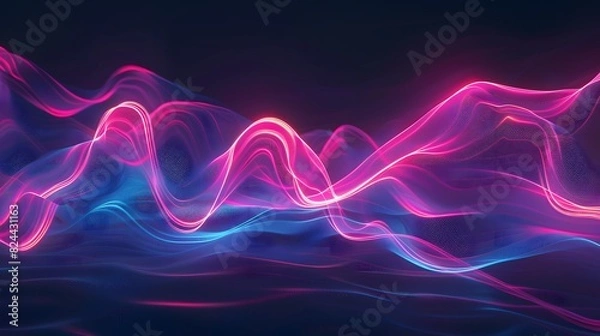 Fototapeta Abstract glowing lines weave through a dark background,