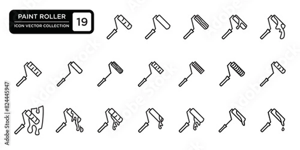 Obraz Paint roller icon collection, vector icon templates editable and resizable.