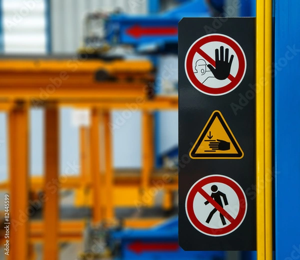 Fototapeta No access sign while machine is working