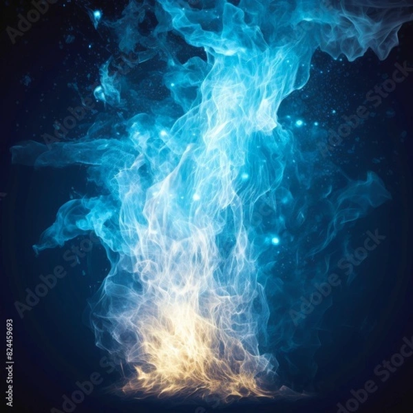 Fototapeta 青い炎　背景　黒バック