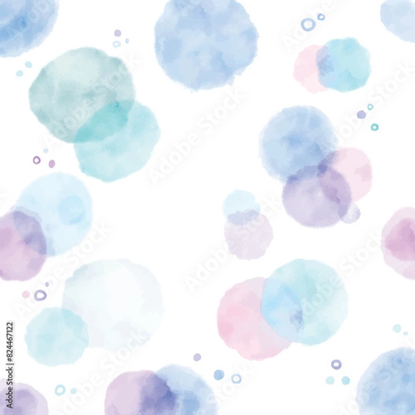 Obraz 水彩　ふわふわ　模様　ブルー　優しい色合い