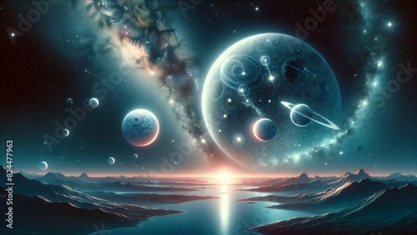 Fototapeta Dark wallpaper for space and fantastic view and so excited