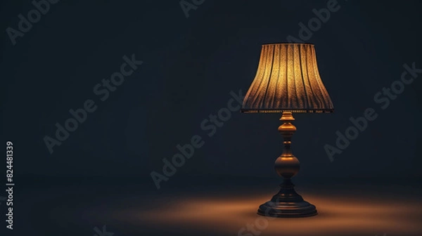 Fototapeta A simple art style depicts a  Lamp with a glowing light on dark background