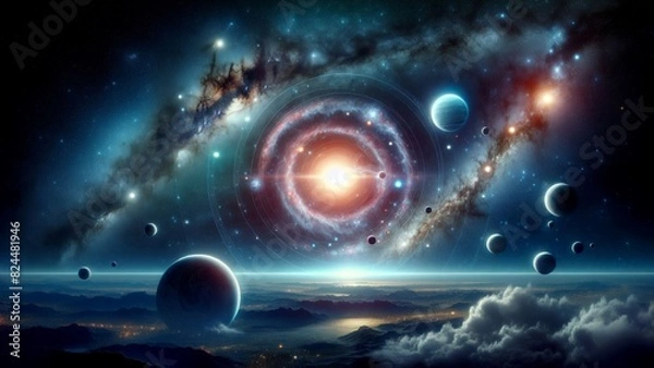 Fototapeta Dark wallpaper for space and fantastic view and so excited