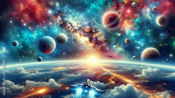 Fototapeta Dark wallpaper for space and fantastic view and so excited