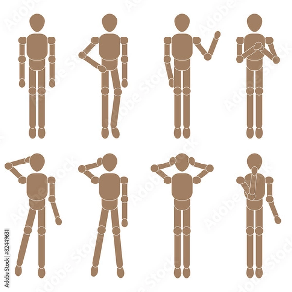 Obraz marionette man set. Vector illustration