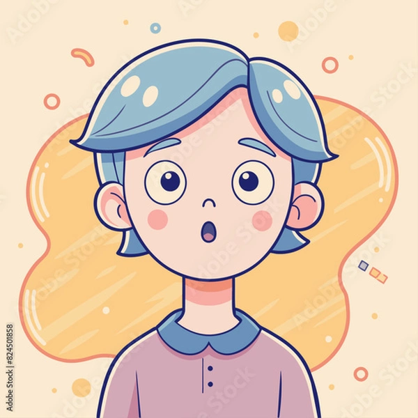 Fototapeta Minimalist person with a surprised expression, crafted in an adorable doodle style,  Generative AI