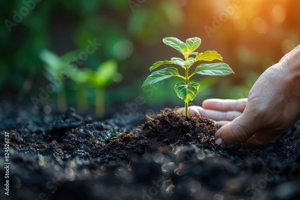 Obraz Holding the sapling in hand