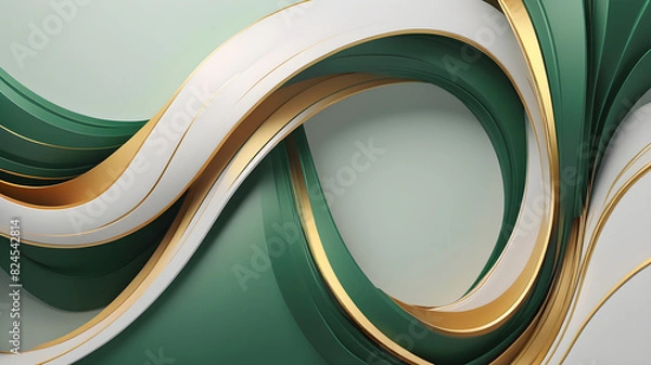 Fototapeta multicolor gradient luxury background, Luxurious 3D Wave Lines with Glittering Curved Decor and Sparkling Frame Illumination on Dark Gradient Background Abstract