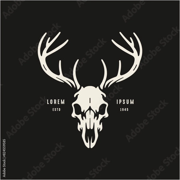 Obraz deer head skull vintage logo vector