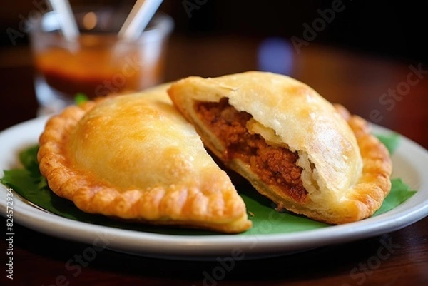 Fototapeta Chilean empanadas with a golden, flaky crust.