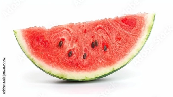 Fototapeta Fresh watermelon slice showing vibrant red and green contrast, isolated background, studio lighting