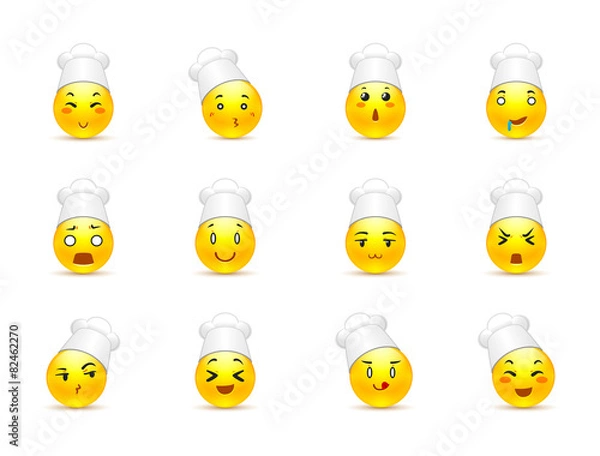 Obraz Anime smileys in white caps