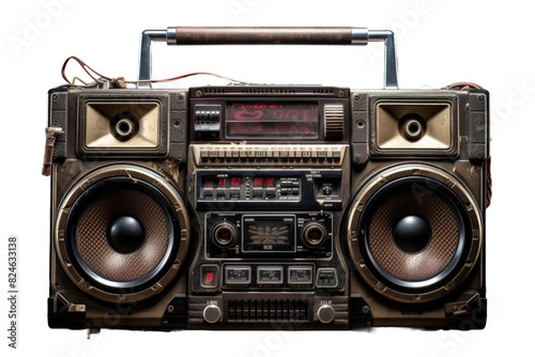 Fototapeta Melodic Harmony: Nostalgic Radio With Modern Boombox on a White or Clear Surface PNG Transparent Background.